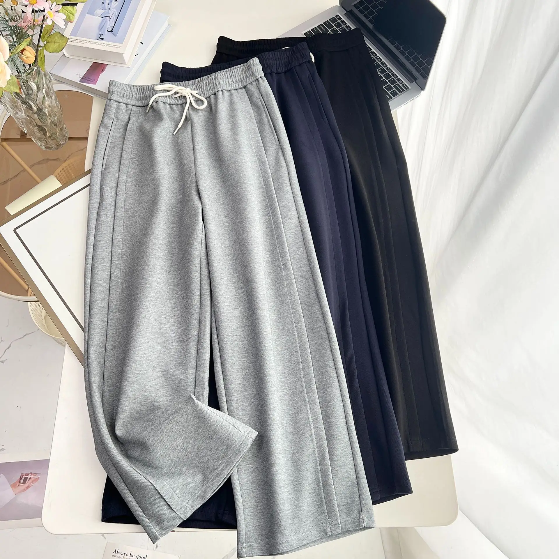 XXXXL mode grande taille femmes jambe droite pantalon automne hiver Simple coupe tridimensionnelle polaire chaud pantalon décontracté 5012