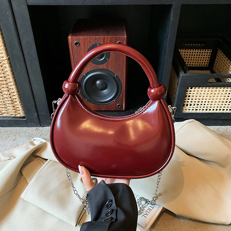 

PU Leather Women Luxury Designer Handbag Purses 2026 Fashion Vintage Wallet Zipper Half Moon Crescent Hobos Crossbody Bag Silver