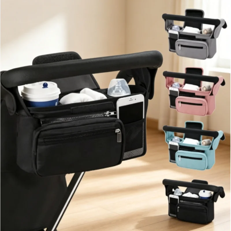 Large Capacity Baby Stroller Hanging Storage Bag Multifunctional Mummy Diaper Bag Portable Bottle Phone Holder Stroller Accessor