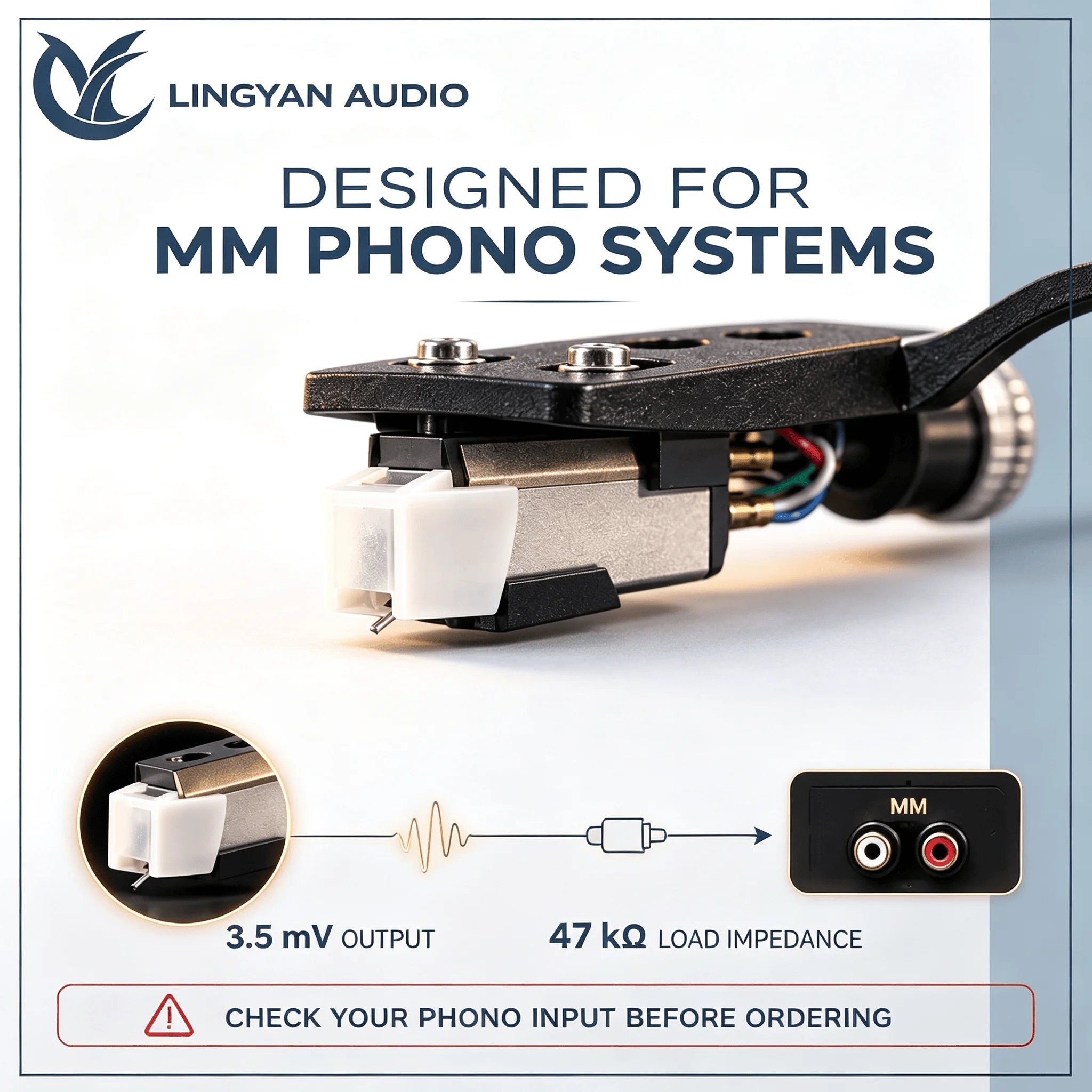 DYM5 MM Phono Cartridge LINGYAN AUDIO 3.5mV 47K Moving Magnet Pickup LP Vinyl Turntable Phonograph Replacement Part