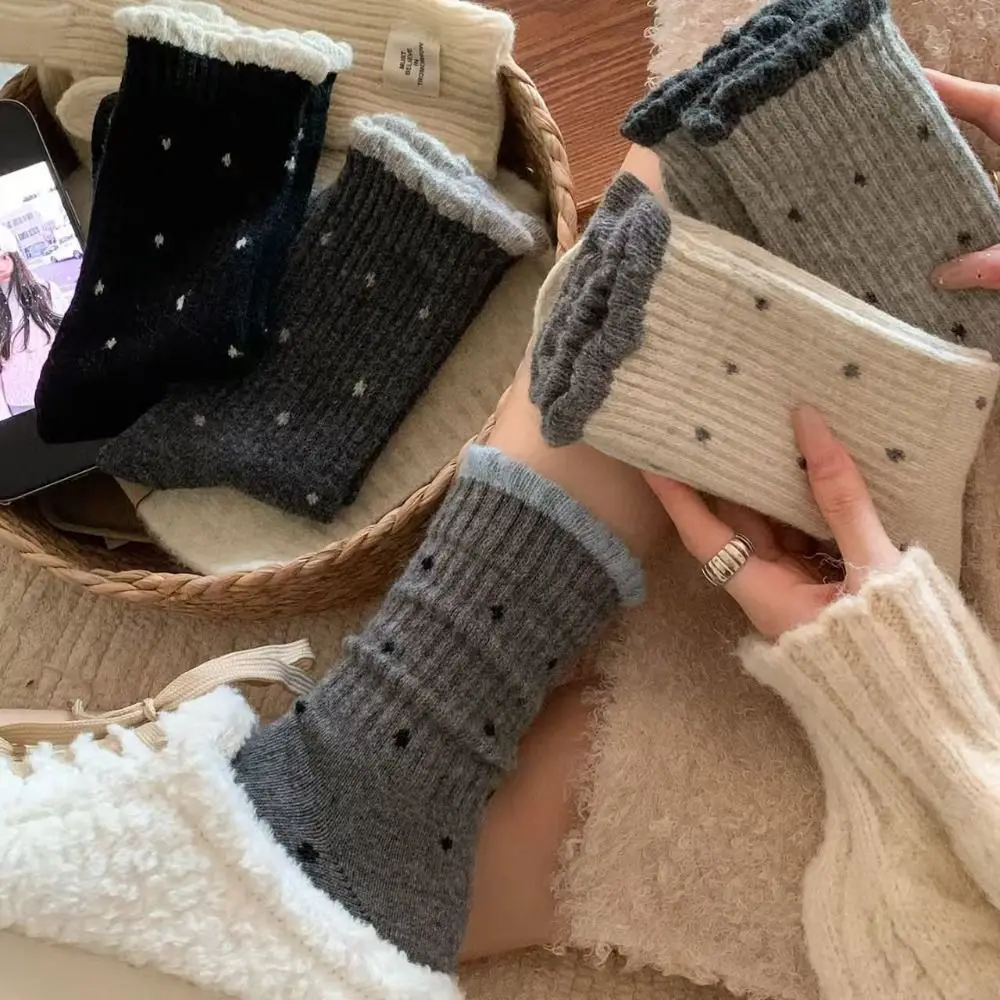 

Comfortable Thick Wave Point Socks Versatile Wool Socks Warm Mid Tube Socks Fall Winter