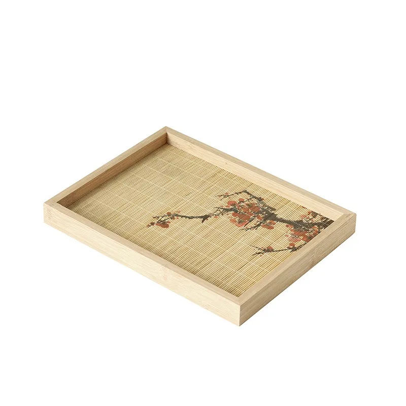 

Bamboo tea tray simple single pot two cups dry brewing table, tea set storage tray