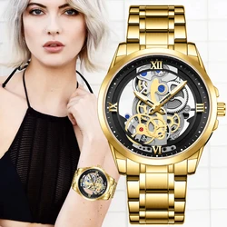 LIGE 2023 New Gold Watch Women Top Brand Luxury Creative Women Watches Fashion Waterproof Quartz Chronograph Relogios Feminino