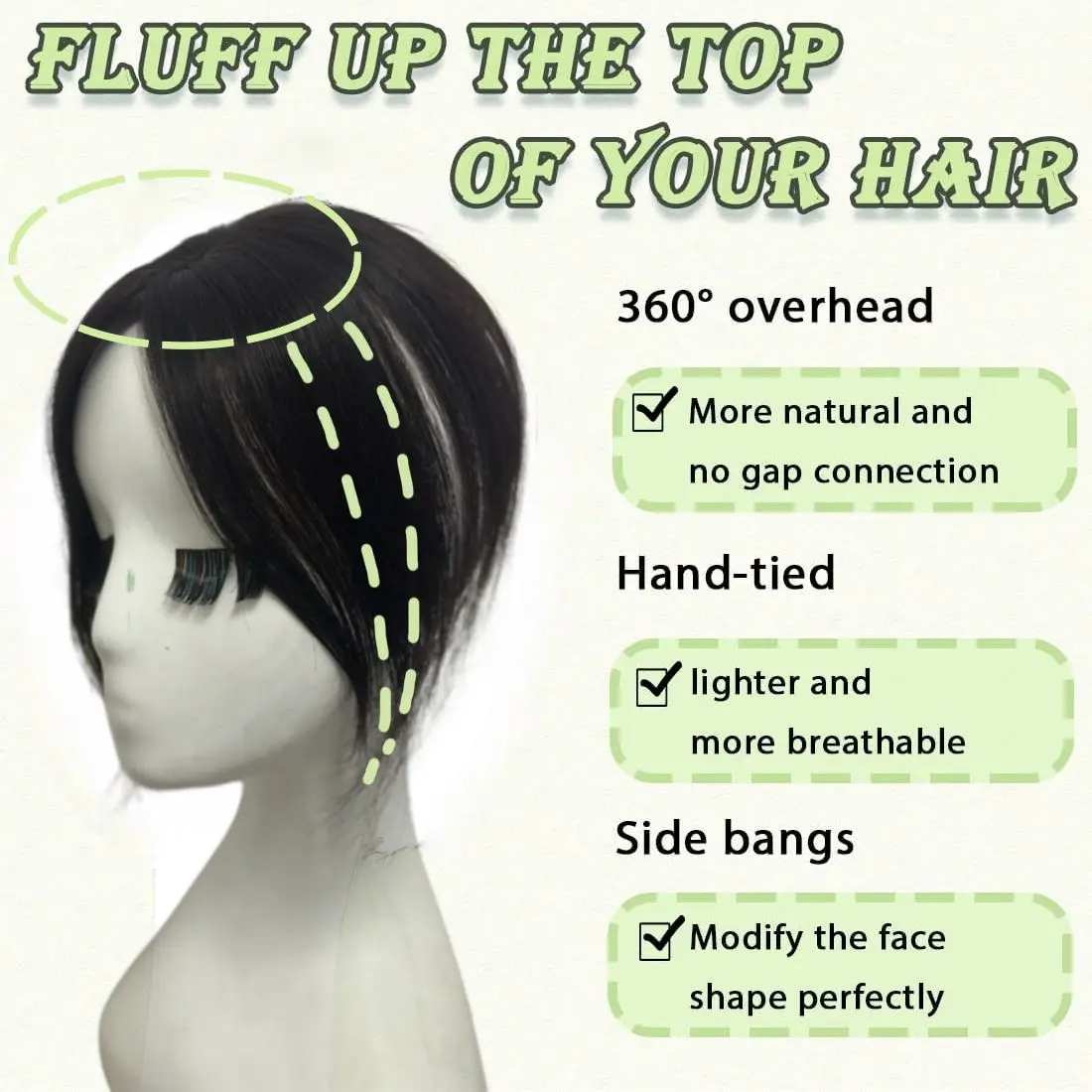 Natural Human Hair Bangs Side Fringe for Women 3D Middle Part False Bangs Clip-in Hair Extensions Invisible Hairpieces