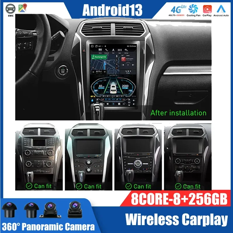 Carplay para Ford Explorer 2011 2012 2013 2014 2015 2016 Tesla Radio de coche 2 Din reproductor Multimedia Android pantalla táctil automática estéreo