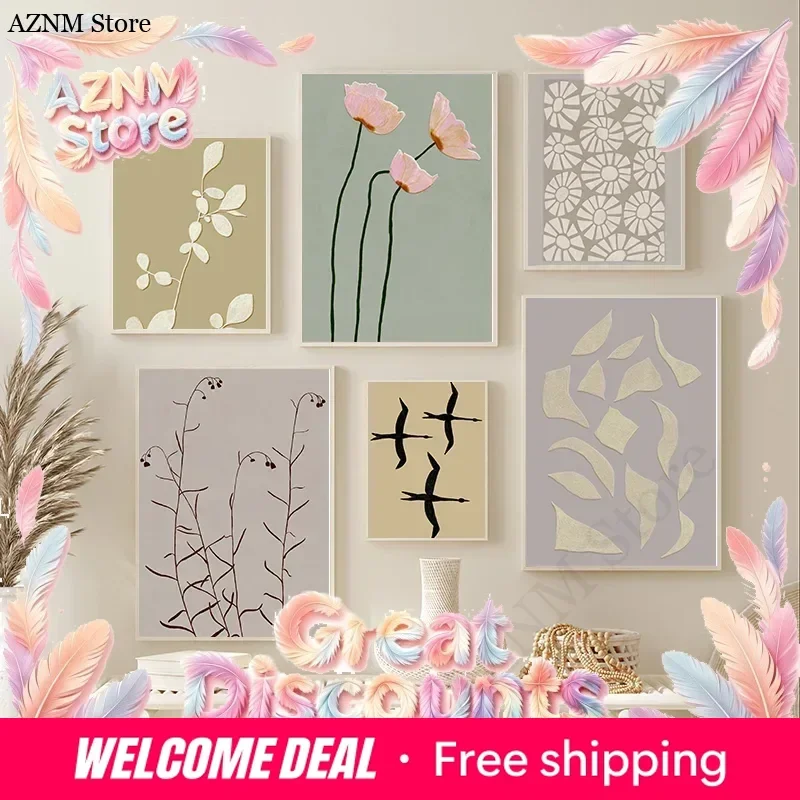 Modern Geometric Pattern Abstract Flora Aesthetics Poster Print Canvas Wall Art Picture Home Living Room Decorative Painting