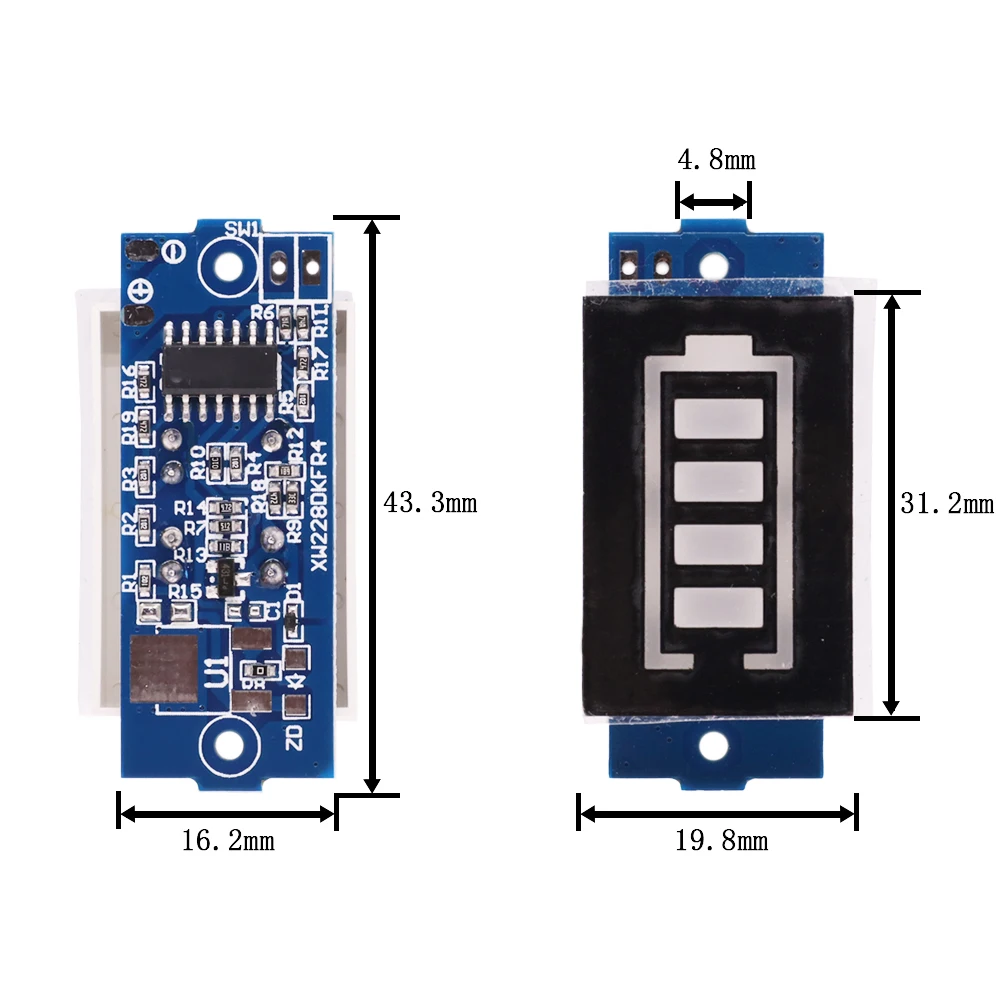 1/5/10PCS 1S 2S 3S 4S Single 3.7V Lithium Battery Capacity Indicator Module 4.2V Blue 1-8S Electric Vehicle Battery Power Tester