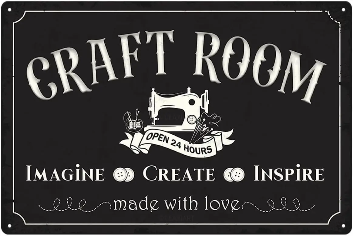 Craft Room Metal Tin Sign Wall Decor Vintage Art Poster Hanging Plaque for Home Farmhouse Kitchen Bar Cafe Office Gift for Quilt