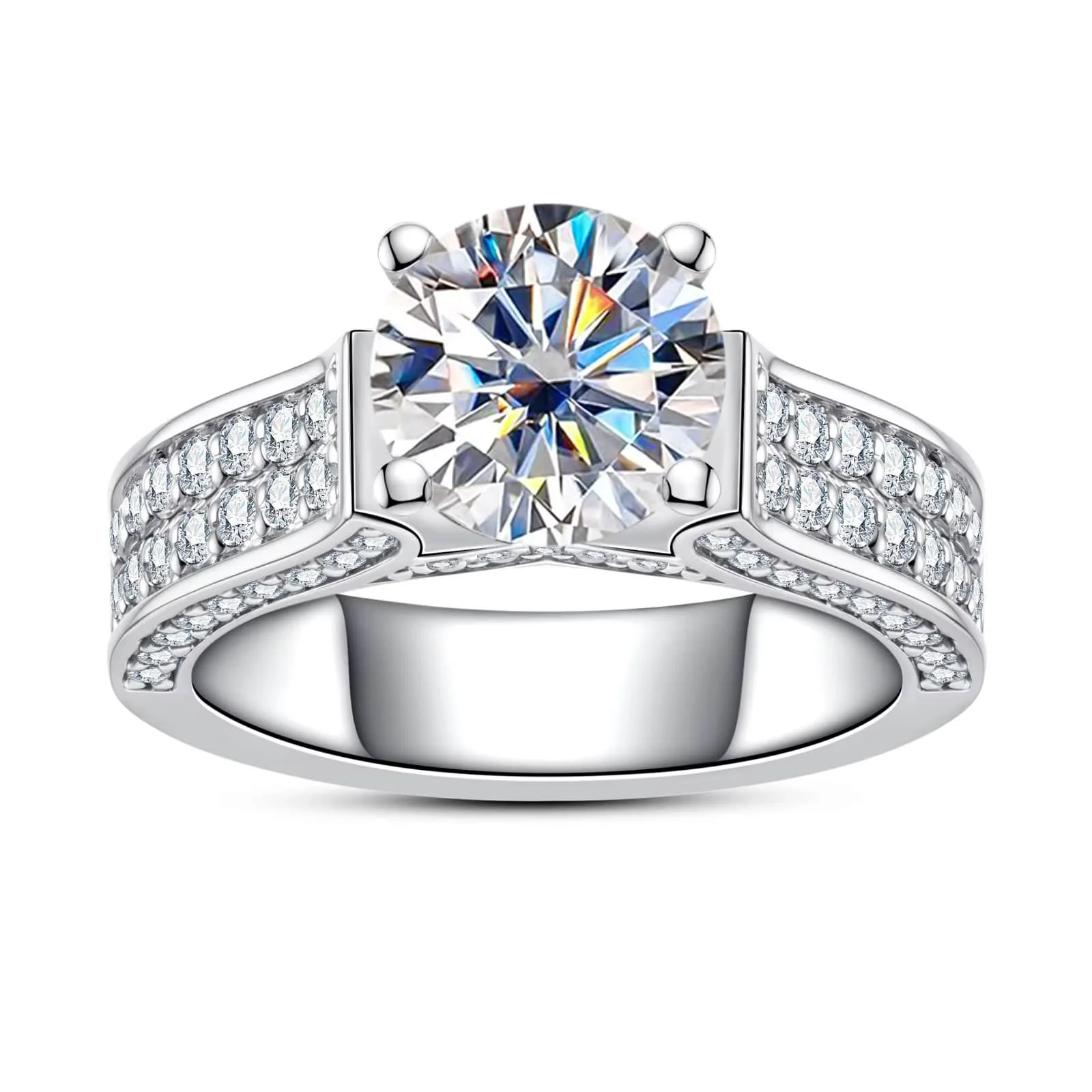 Carnica Carnica 8mm 2CT Stone Real Moissanite Ring for Women 100% S925 Sterling Silver Sparkling Wedding Band Jewelry GRA D Color Gift - Aliexpress Deal