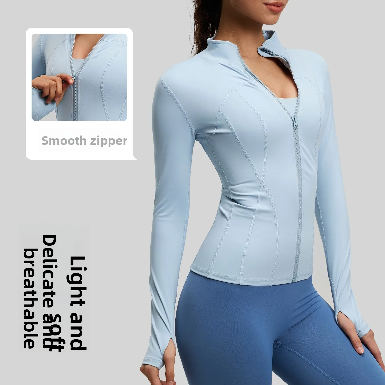 Naked Yoga Clothes Sports Jacket Slim Nylon Stand-up Collar Tight Jacket Top Running Fitness Clothes Women