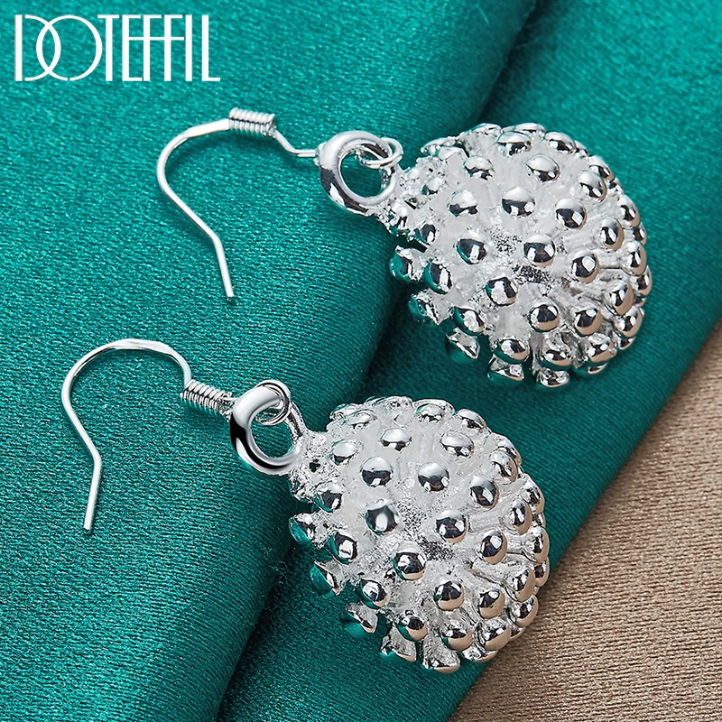 

DOTEFFIL 925 Sterling Silver Coral Fireworks Drop Earrings For Charm Women Jewelry Fashion Wedding Engagement Party Gift