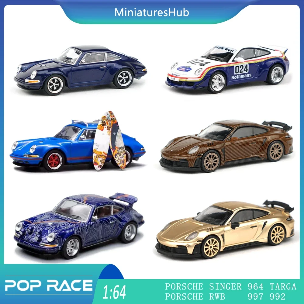 POP RACE 1:64 Porsche SINGER 964 Targa RWB 997 992  True Scale Miniatures Alloy Diecast Model Car Collection