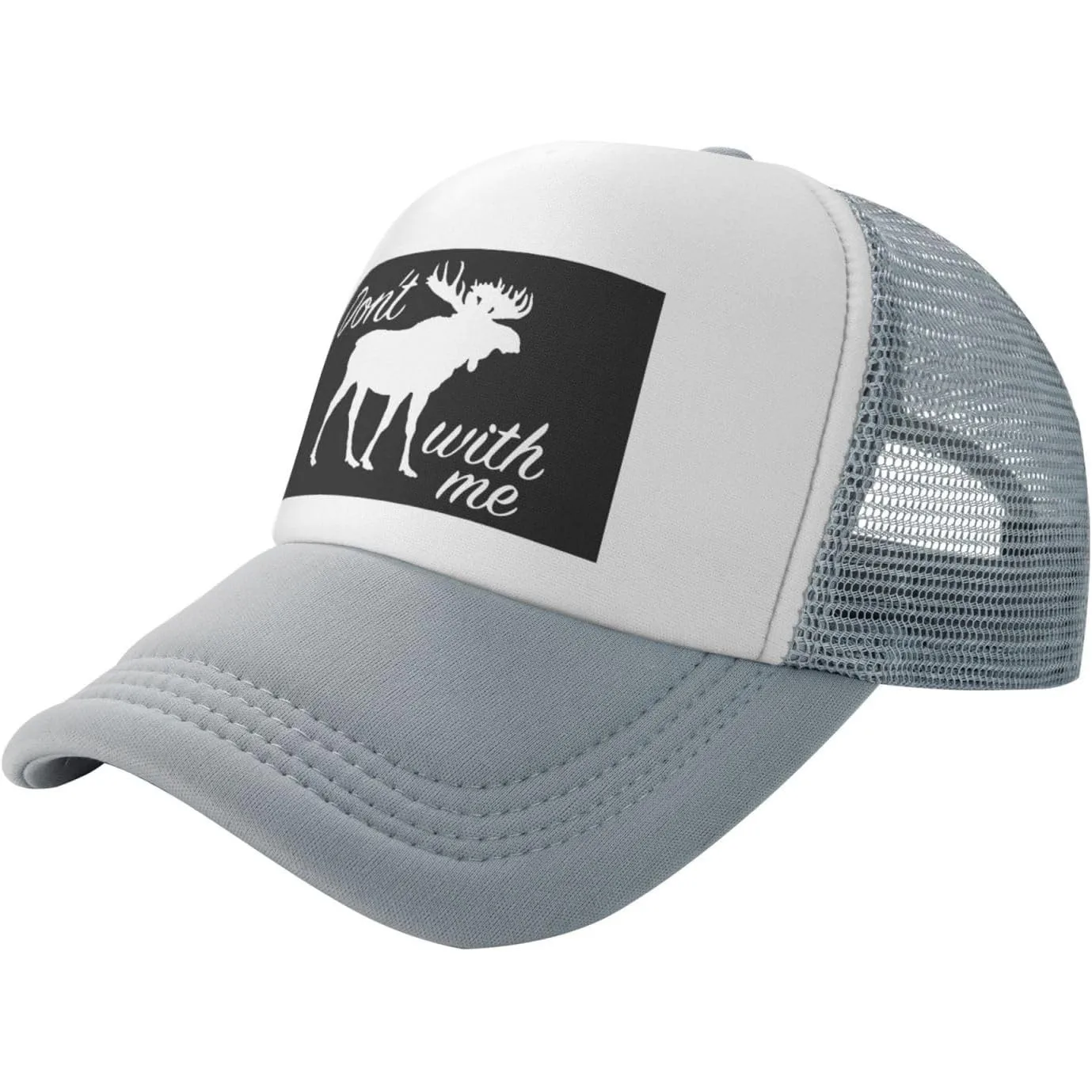 Don't-Moose-With-Me-Trucker-Hat-Graphic-Mesh-Baseball-Snapback-Cap-Outdoors-Adjustable