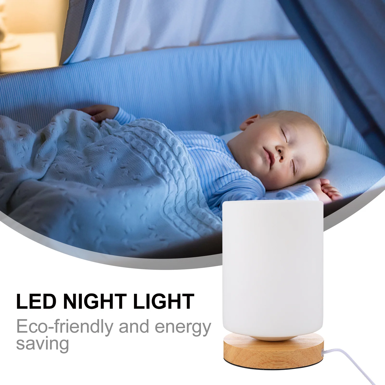 1Pcs Real Wood Night Light LED Decorative Cylinder Shape Touch Lamp Bedside Home Office Room Party Wedding Festival