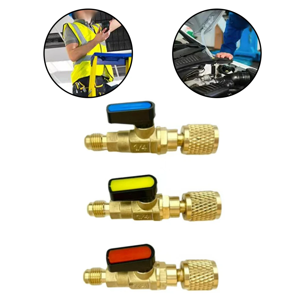 Air Conditioning Re-frigerant Ball Valve Adapter Fitting 5/16 SAE Female To 1/4 SAE Male For R410A R32 R454 HVAC Charging