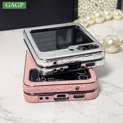 For Samsung Galaxy Z Flip 6 5 4 Luxury Crocodile Skin Leather Case Electroplate Skin Feel Shockproof Cover For Galaxy Flip 5 6