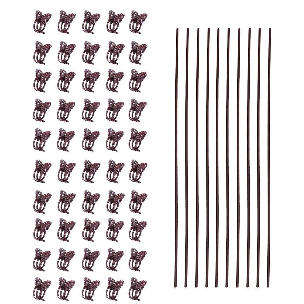 

10pcs Plant Fixing Clips Set Reusable Gardening Clamps Iron Flowers Branch Support Stakes Climbing Phalaenopsis Orchid Set
