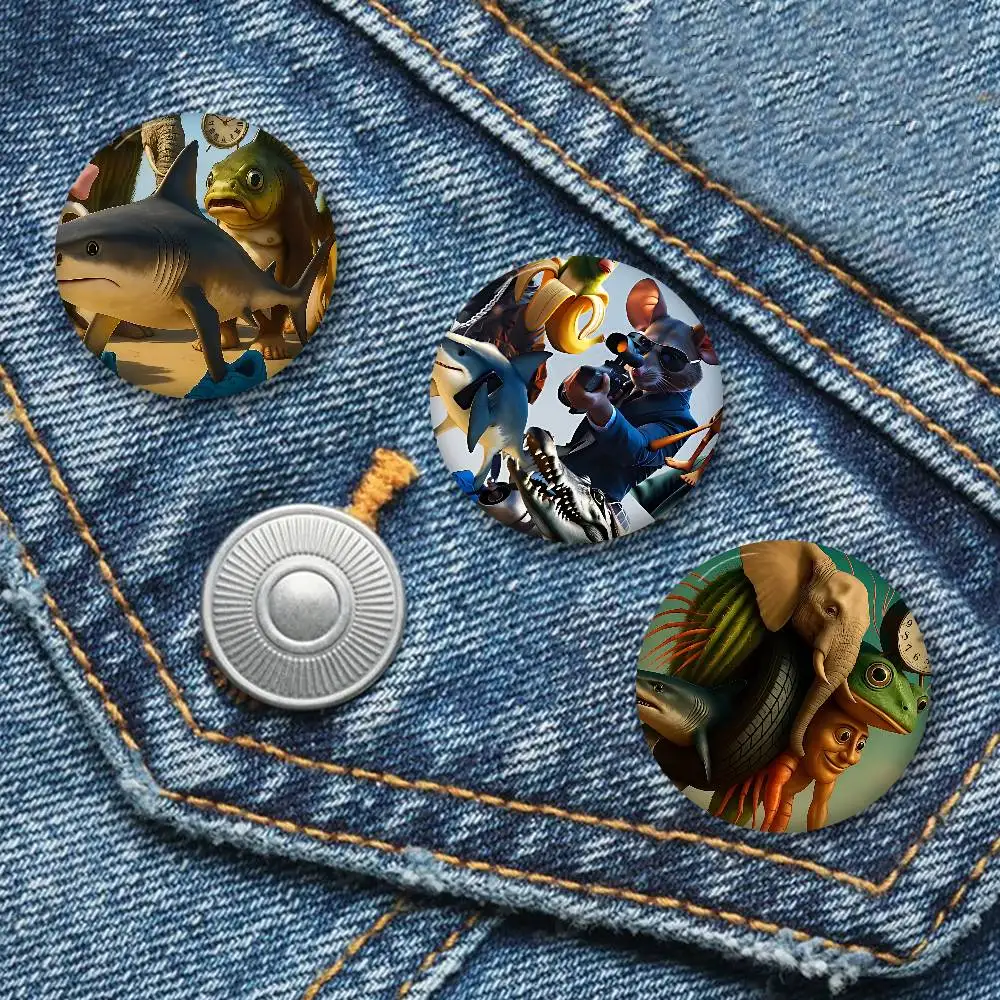 I-ITALIANS B-Brainrot Creative animal 32/44/58MM Customizable Button Pins Cute Creative Badge Jewelry Decor Gifts for Friends