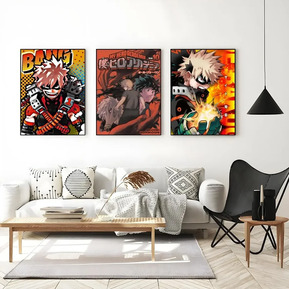 1 szt. Anime B-Bakugo Katsuki plakat samoprzylepna sztuka wodoodporna papierowa naklejka kawiarnia Bar dekoracja ścienna do pokoju