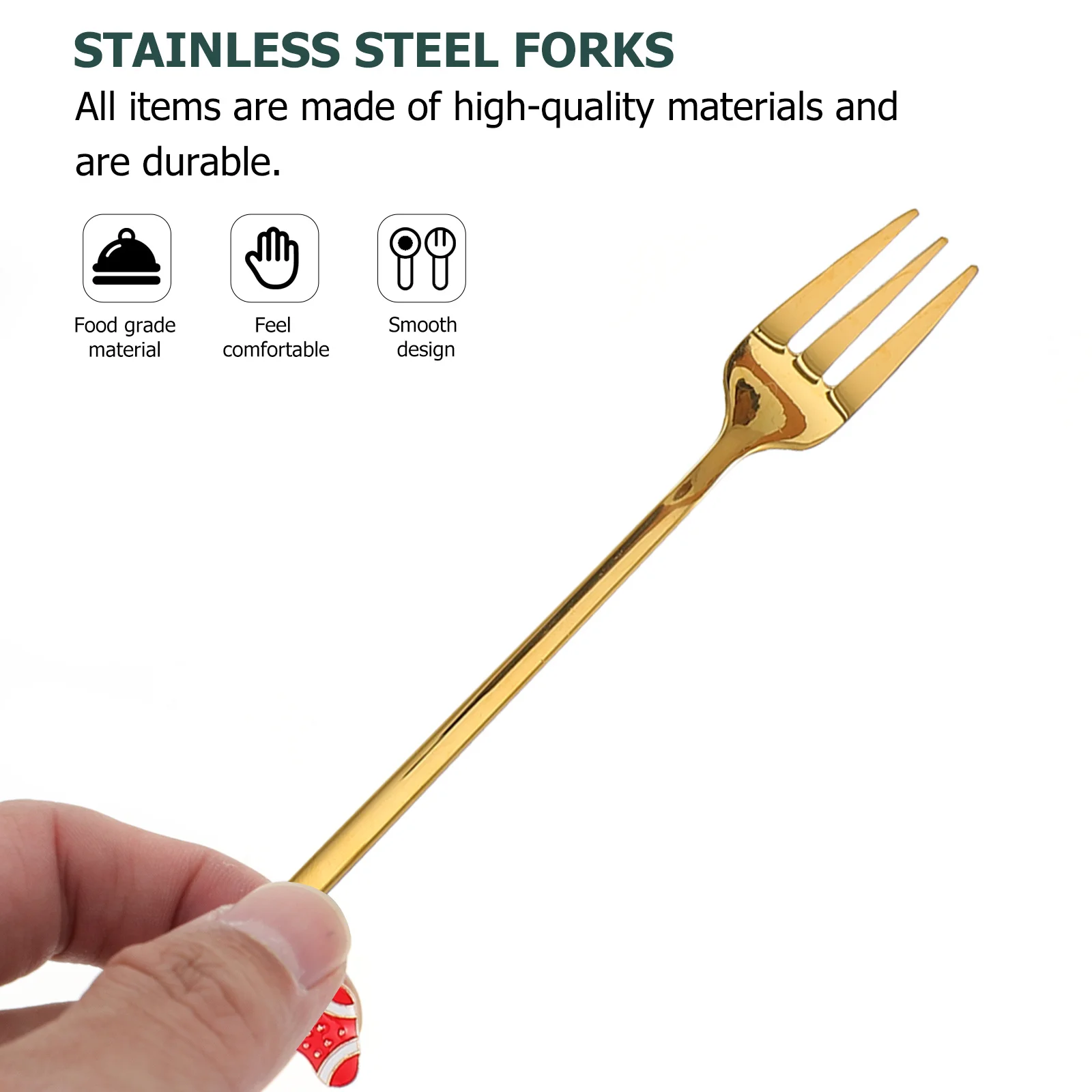 

6Pcs Christmas Forks Set Stainless Steel Coffee Cake Dessert Forks Creative Festival Gift Box Easy Clean Tableware