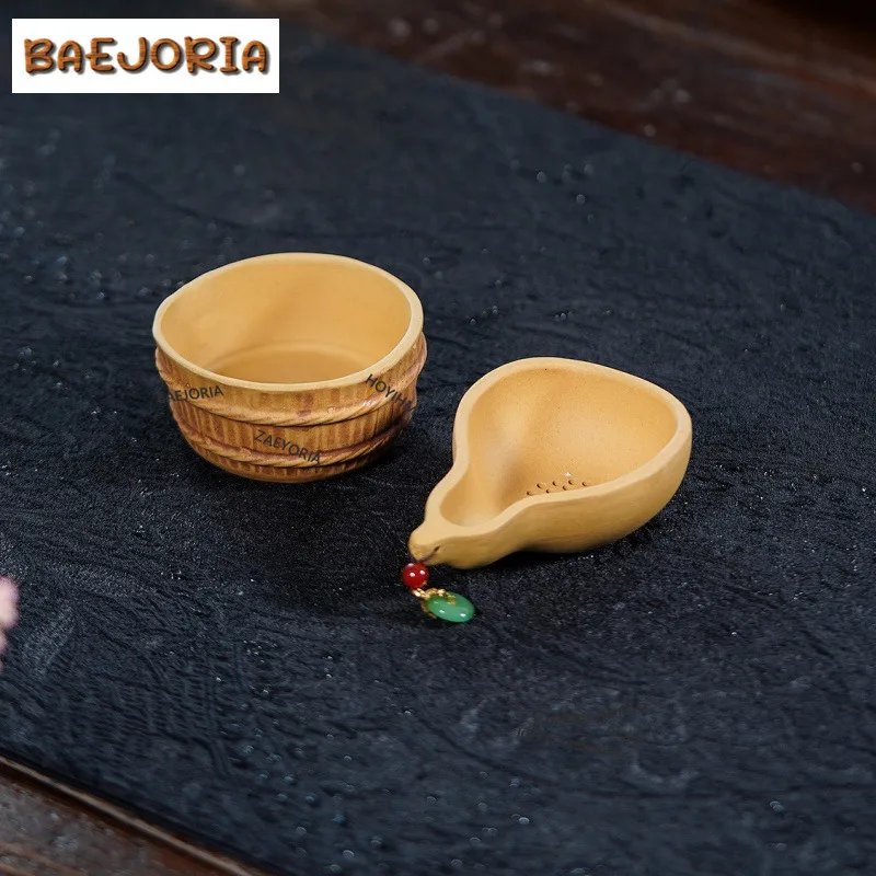 BAEJORIA Yixing Zisha Gourd-shaped Tea Separator Infusor Ancient Tea Strainer Dispenser Tea Maker Tea Filter Tableware Gifts Cha