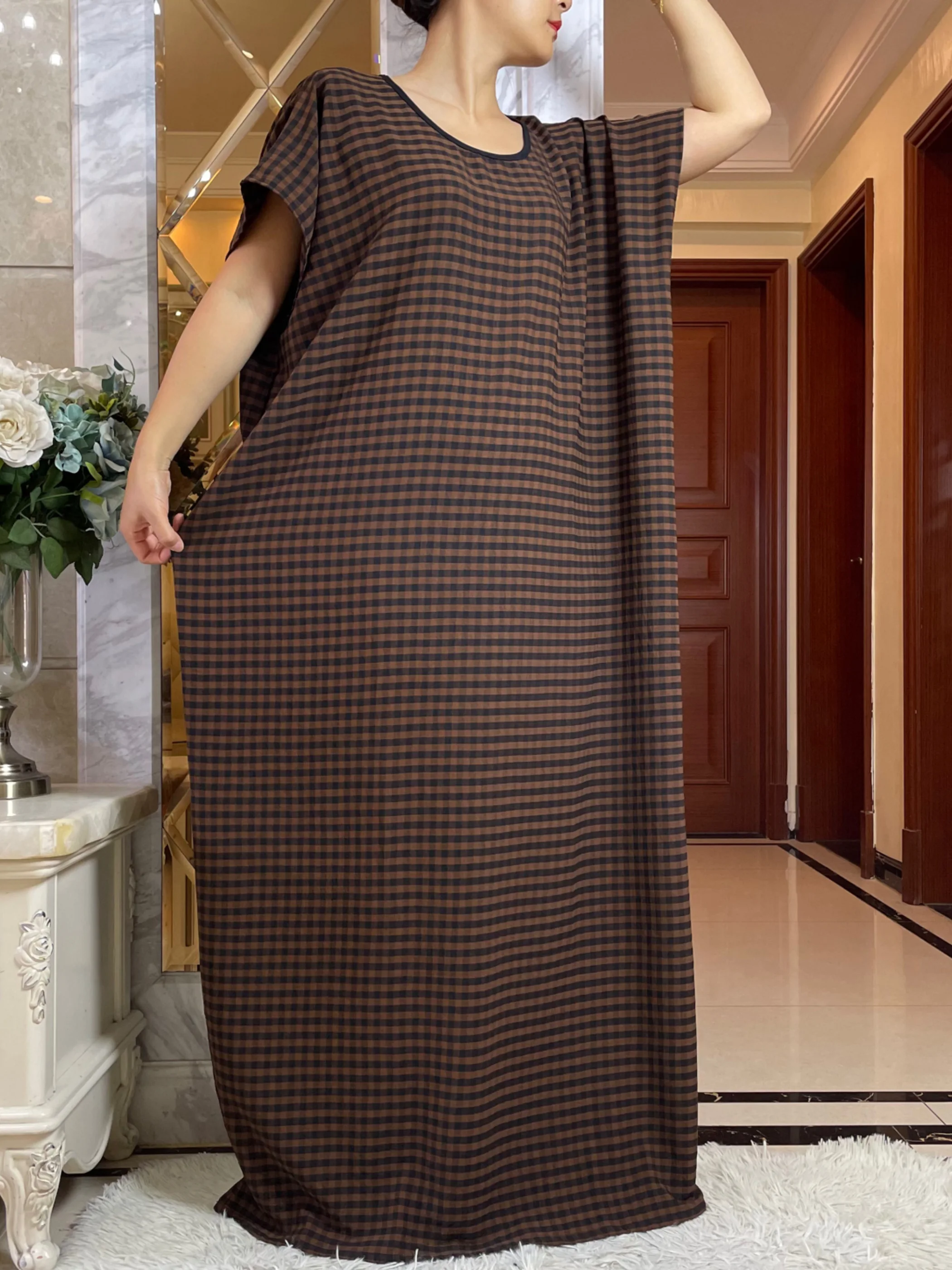 2025New Dubai Party Dress Muslim Femme Long Sleeves Printing  Loose Boubou Maxi Islam Women Cotton African Abaya Clothing