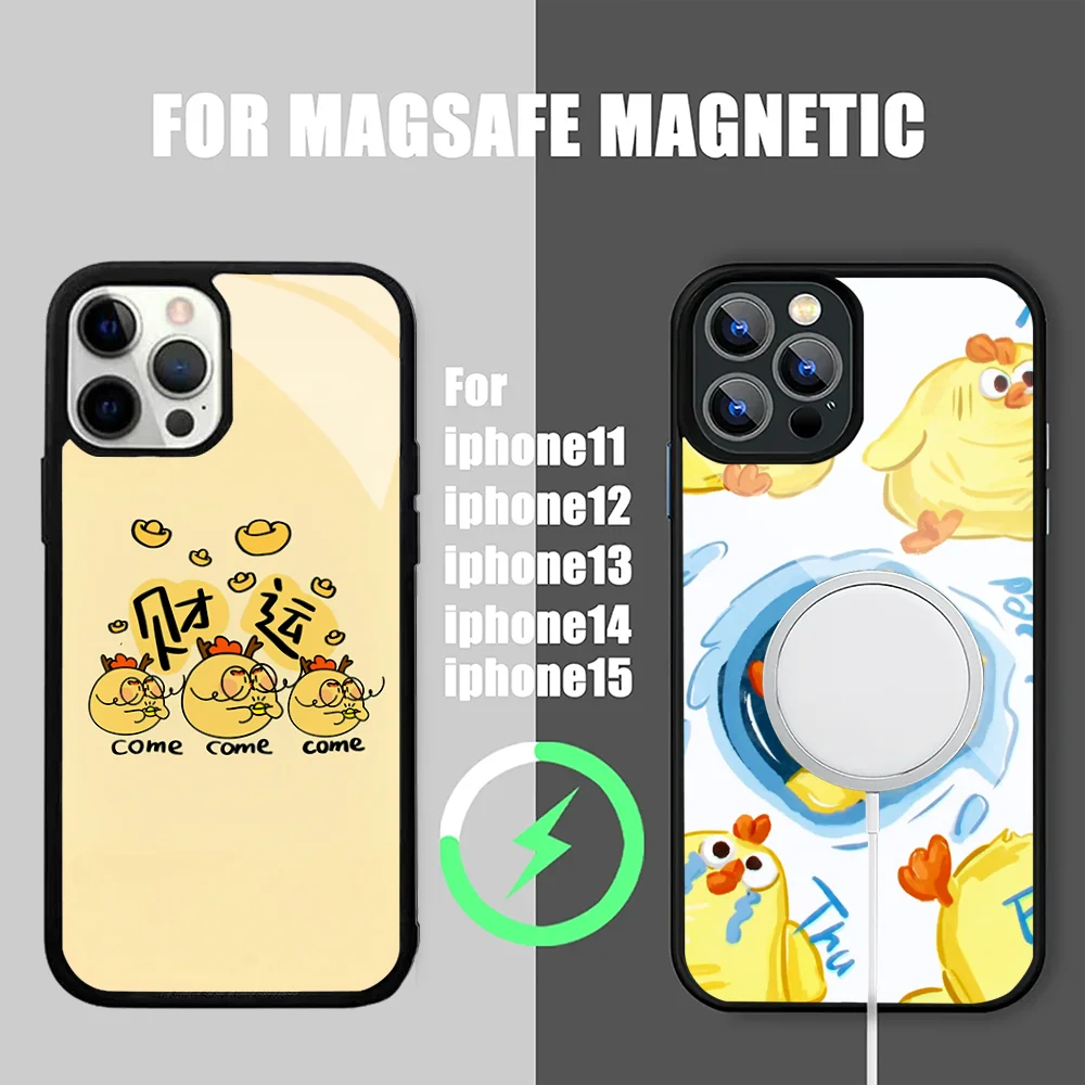 

MINISO Dun Dun Chicken Phone Case For IPhone 15 14 13 Pro Max 11 12 Mini Alex Mirror For Magsafe Wireless Charging Cover