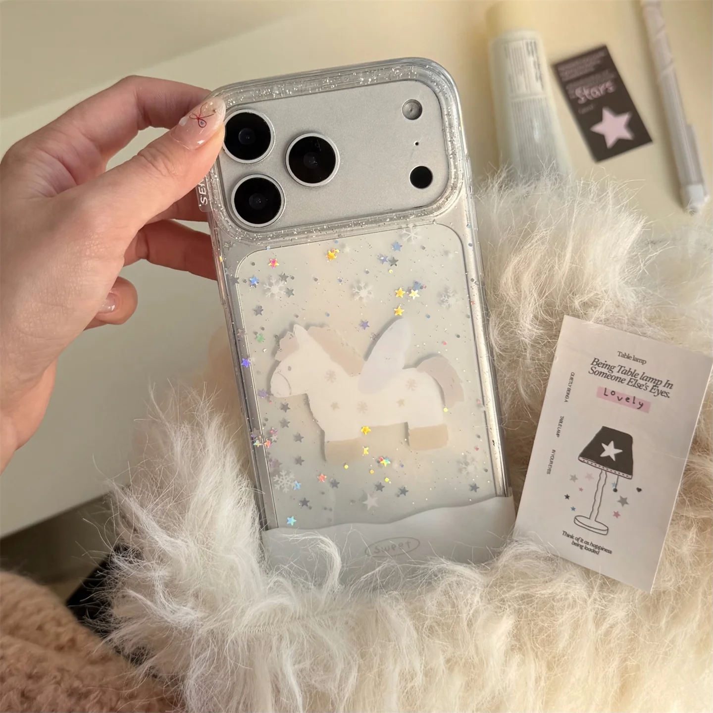 

Transparent Pattern Protective Case for iPhone 7 pro 6 pro Max Anti-Fall Fla Poer Design Korean Sle