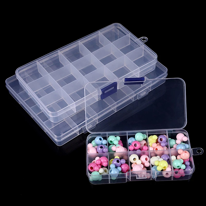 10/15/24 Grids Compartments Plastic Box Jewelry Bead Storage Container DIY Organizer Beads Bracelet Jewelry Boxes Tool Parts Box