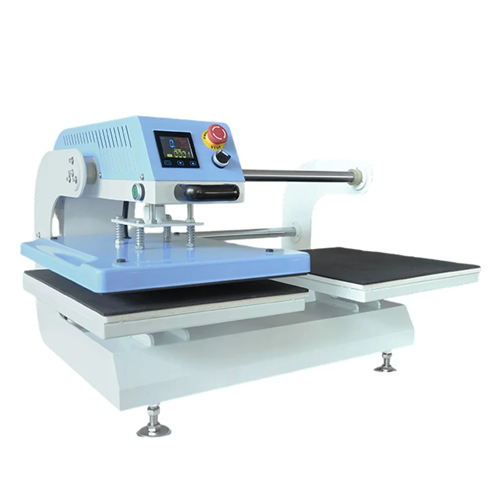 Touch Screen Pneumatic Auto Double Station Heat Press Machine With Higher Pressure For T Shirt And Cap Printing