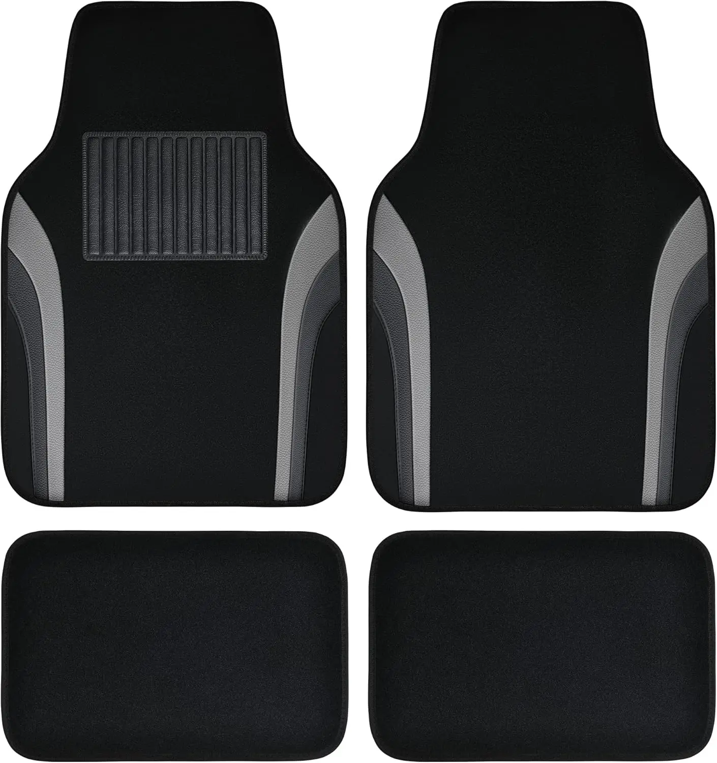 

Universal Waterproof Leather Car Floor Mats, Sporty Design for Sedans, SUVs, Trucks, Vans - Set of 4 in Black and Gray