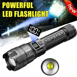 High Power Led Flashlight 2000LM Tactical Torch with Display Light USB Charging outdoor Camping Fishing Zoom Emergency Lantern