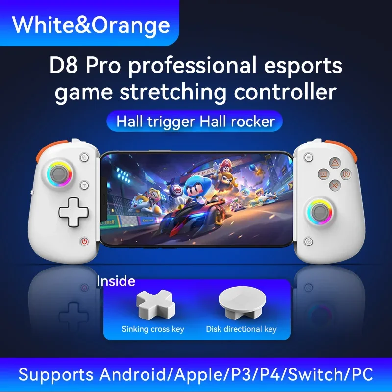 new BSP D8 PRO RGB Tablet Controller Wireless Handle For Switch Game Bluetooth Stretching Joystick For P3 P4 Android IOS Gamepad