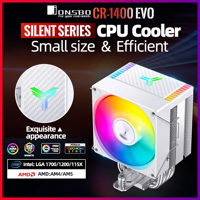 

JONSBO CR-1400EVO 4 тепловая труба башня 12 В 4Pin CPU Cooler Intel LGA1700 115X 1200 AM5 охлаждающий вентилятор Радиатор 5 в 3Pin ARGB с воздушным охлаждением