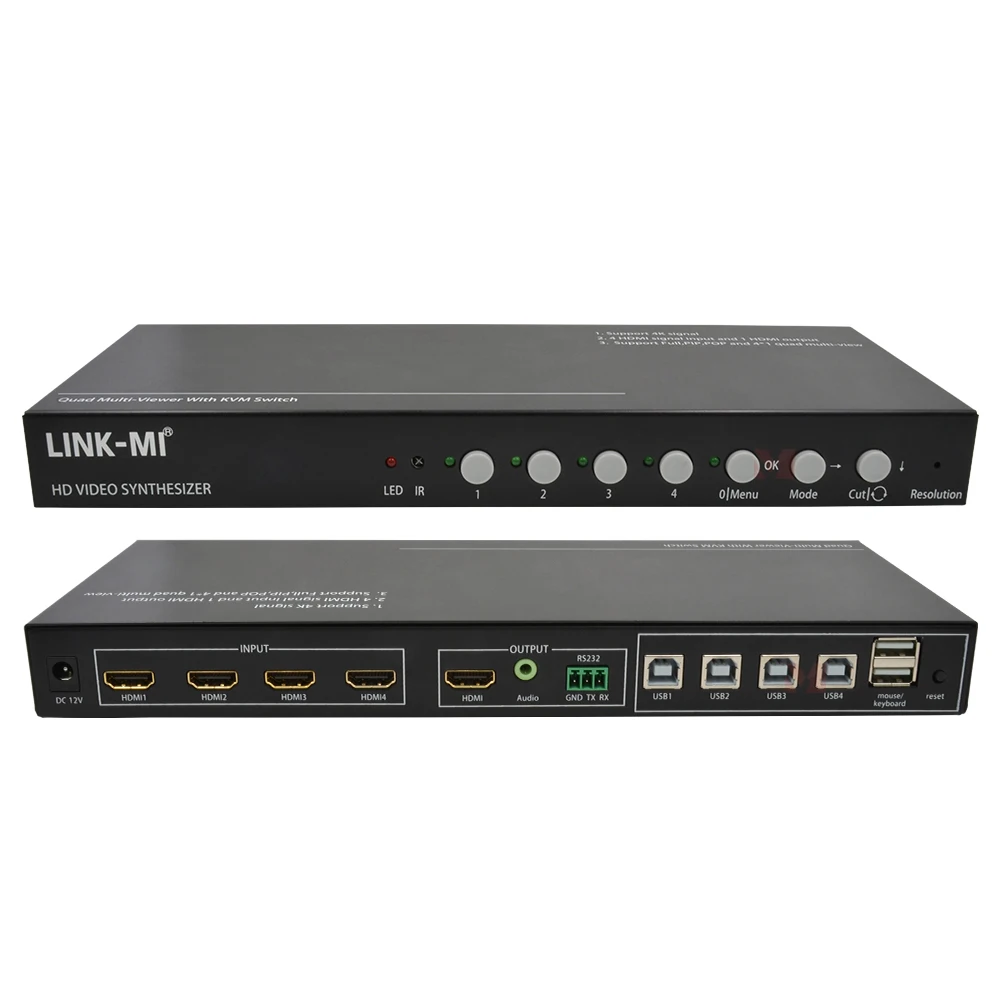 4x1 HD KVM Multiviewer 1080P مع 4 مدخل إشارة HDMI 2 مخرجات إشارة USB تدعم وظيفة مفتاح KVM بدون شاشة سوداء