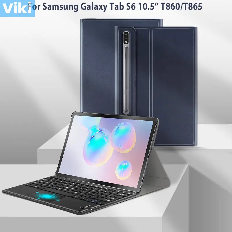 

Чехол для Samsung Galaxy Tab S6 10,5 2019, чехол с клавиатурой для Samsung Galaxy Tab S6 с чехлом для планшета Trackpad + Защитная пленка для экрана