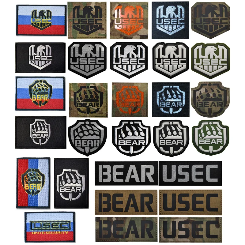 NEW Badges Sticker IR Russia Escape From Tarkov USEC BEAR Embroidered Patch Russian Game Infrared Reflective/PVC Patch Tactics