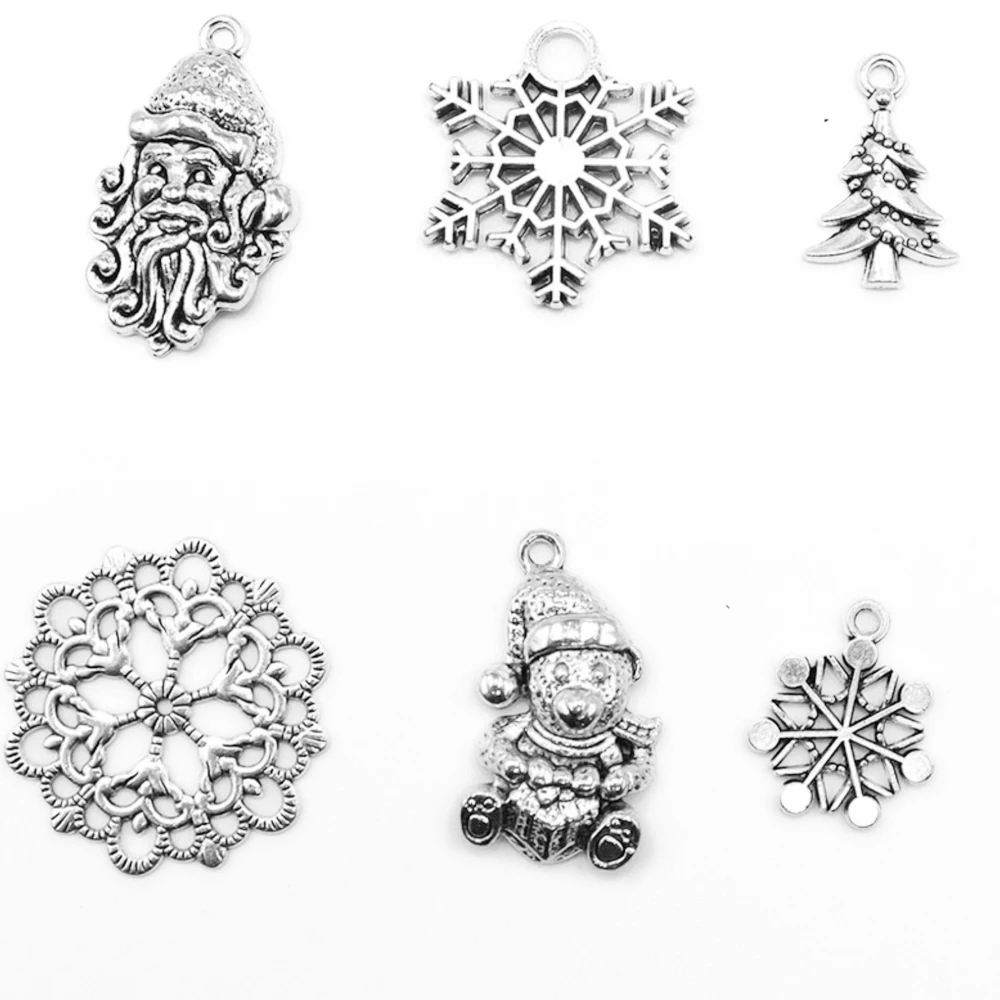 30 Pieces Random Mix Vintage Metal Christmas Decoration Charms Beads Handmade DIY Bracelet Pendant Necklace Jewelry Finding