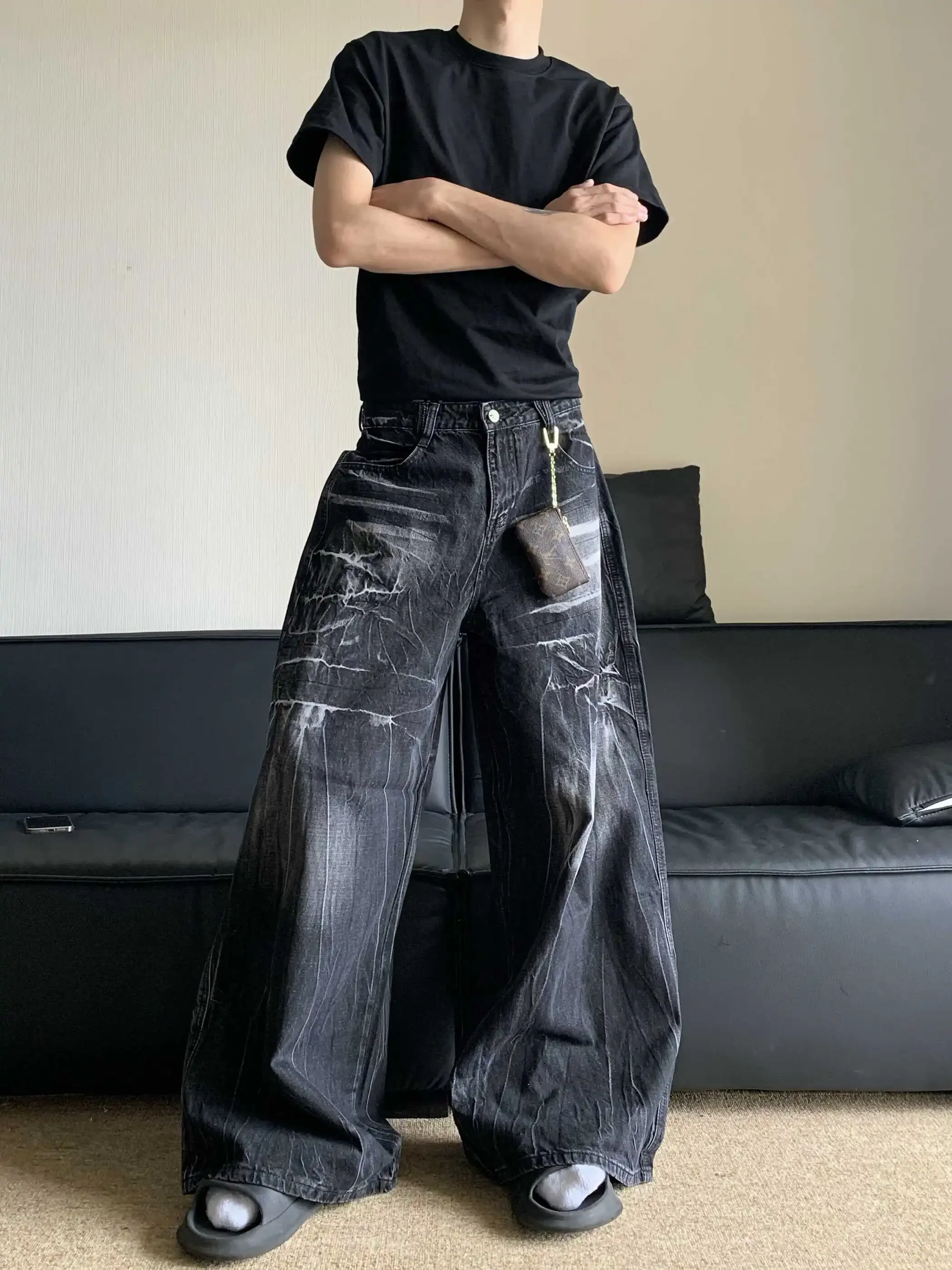 

Blue Women Jeans Streetwear Vintage Fashion High Waisted Wide Leg Jean Female Trouser 2024 NEW Hip Hop Baggy Denim Pants