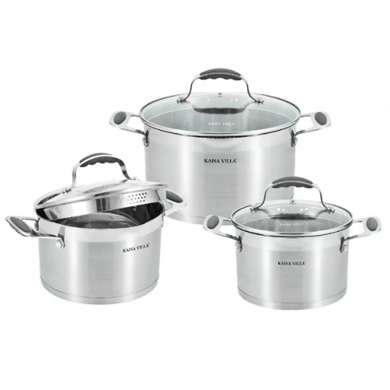 Thick 304 Stainless Steel Soup Pot Non Stick Double Ear Stewed Pot Household 3-piece Pot Modern Simplicity Cookware Set