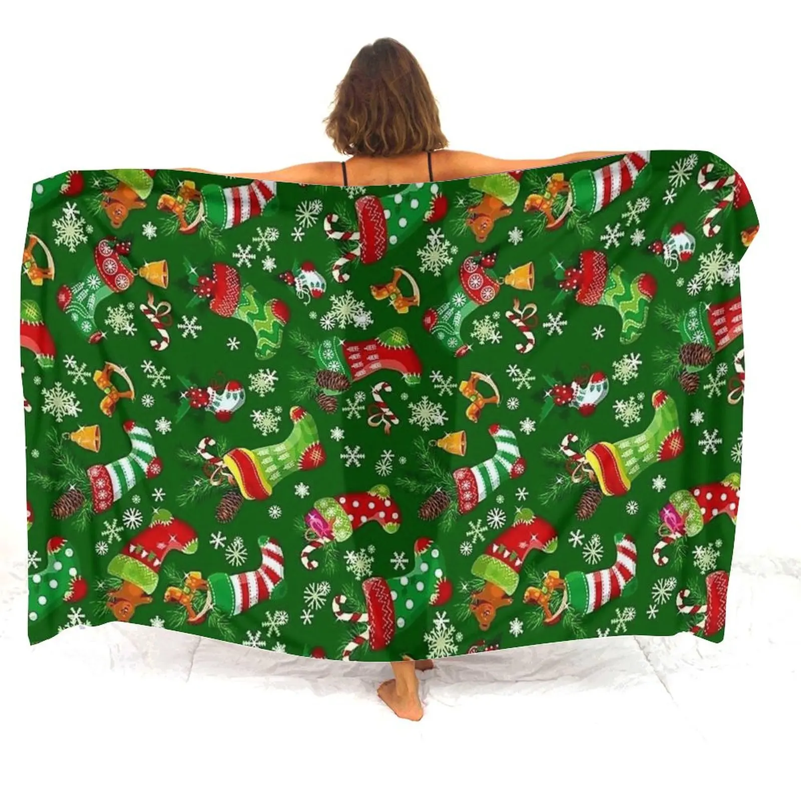 Christmas Women's Sarong Shawl A Colorful Apron Coat Custom Holiday Gift Decorative Sarong 2025 New Style Snowflake Sarong