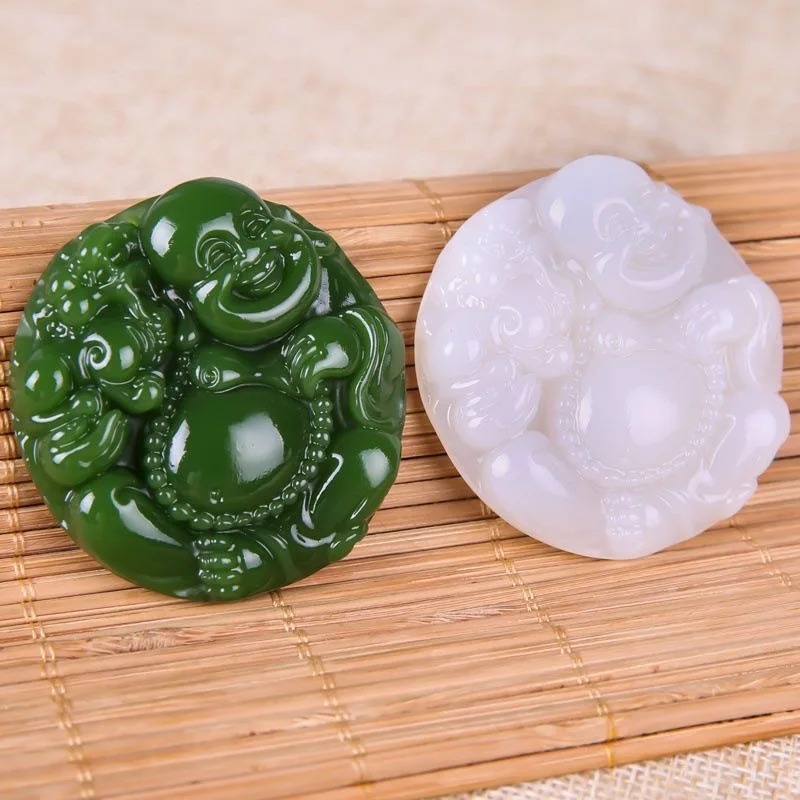 

Xinjiang Hetian jasper white jade Maitreya Buddha jade pendant is versatile for men and women