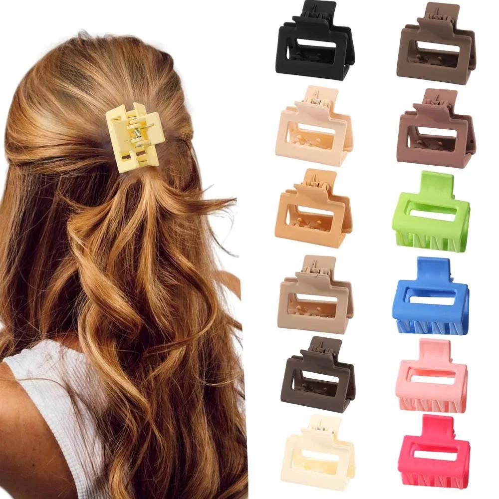 Korean Style Mini Square Hair Claw Ponytail Holder Hair Styling Tool Frosted Square Hair Clip for Thin Hair Medium Claw Clips