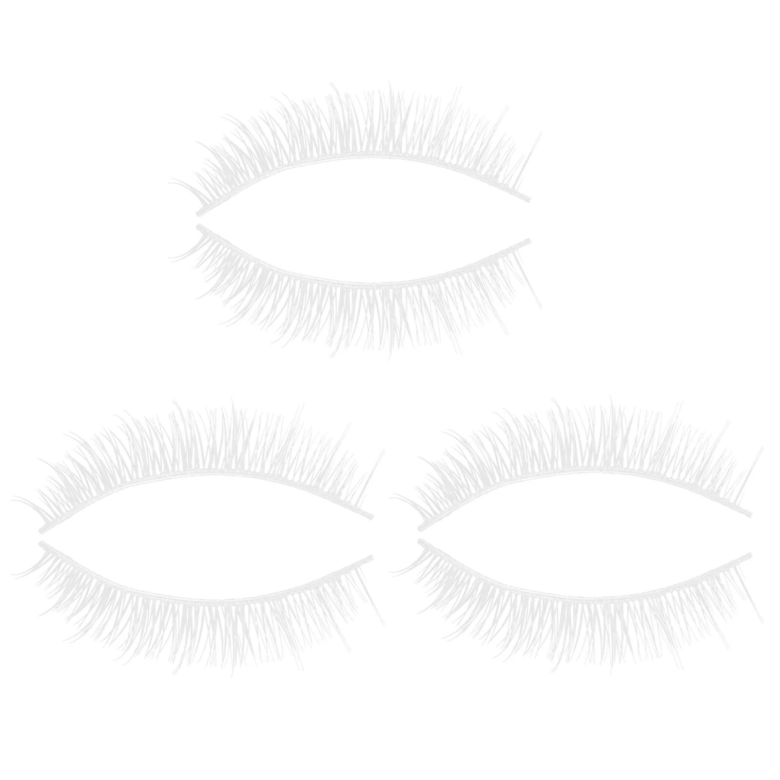 3 Pairs Fake Lashes White Short Natural Cross Stem False Eyelashes (pack of Pairs) Chemical Fiber