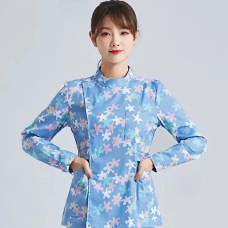 Pet Grooming Nursing Scrubs Set Spa Uniforms Unisex Flower Printed Work Clothes Set Medical Suits Clothes Scrubs Tops and Pants