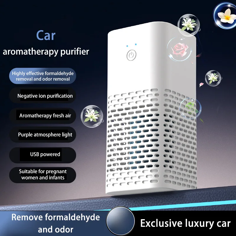 Smart Car Air Purifier Fragrance Diffuser Portable for Office Desktop & Auto Eliminate Smoke Odor USB Charging High Purification