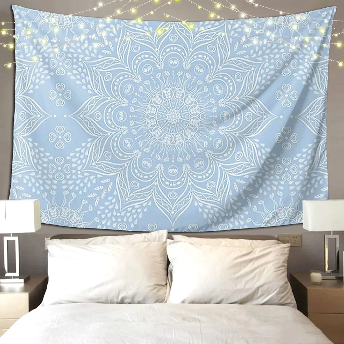 Tapiz con patrón de Mandala azul para bebé, tapiz Hippie para colgar en la pared, decoración estética del hogar, sala de estar tapices para, dormitorio