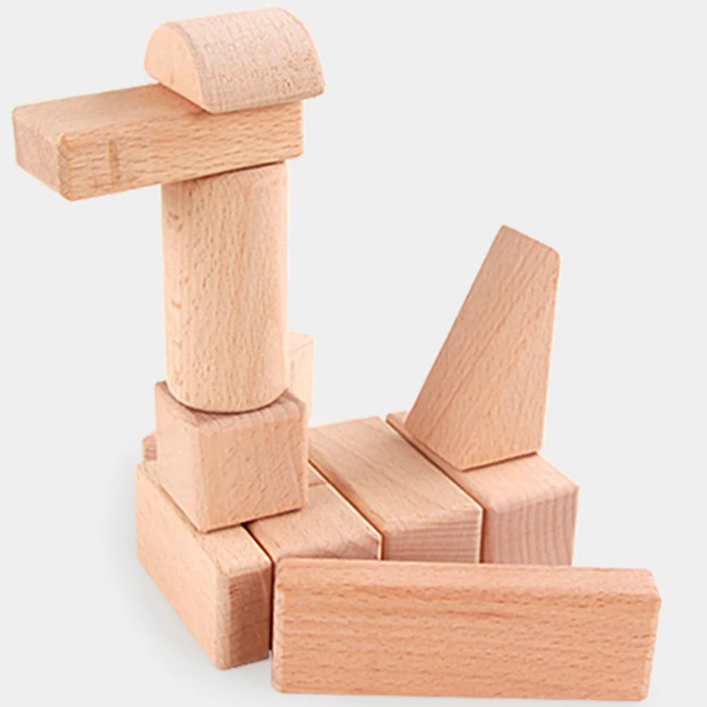 20Pcs Beech Granule Blocks Delicate Geometic Wood Blocks Kids Building Blocks Education Toys (3CM Cylinder)