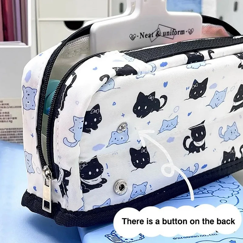 New Multi-Layer Pen Bag Simple Folding/Drawstring Large Capacity Pencil Case Portable Stationery Organizer Students
