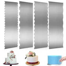 4Pcs Cake Scraper Stainless Steel Cake Edge Smoother Cream Spatula Kitchen Baking Tools for Cream Butter Cakes Decorating